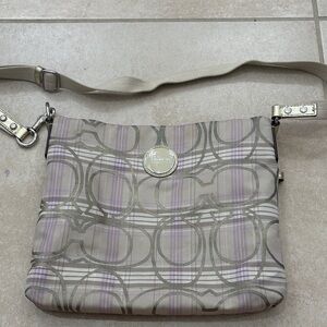 Coach Poppy Beige and Lavender Signature Crossbody Bag